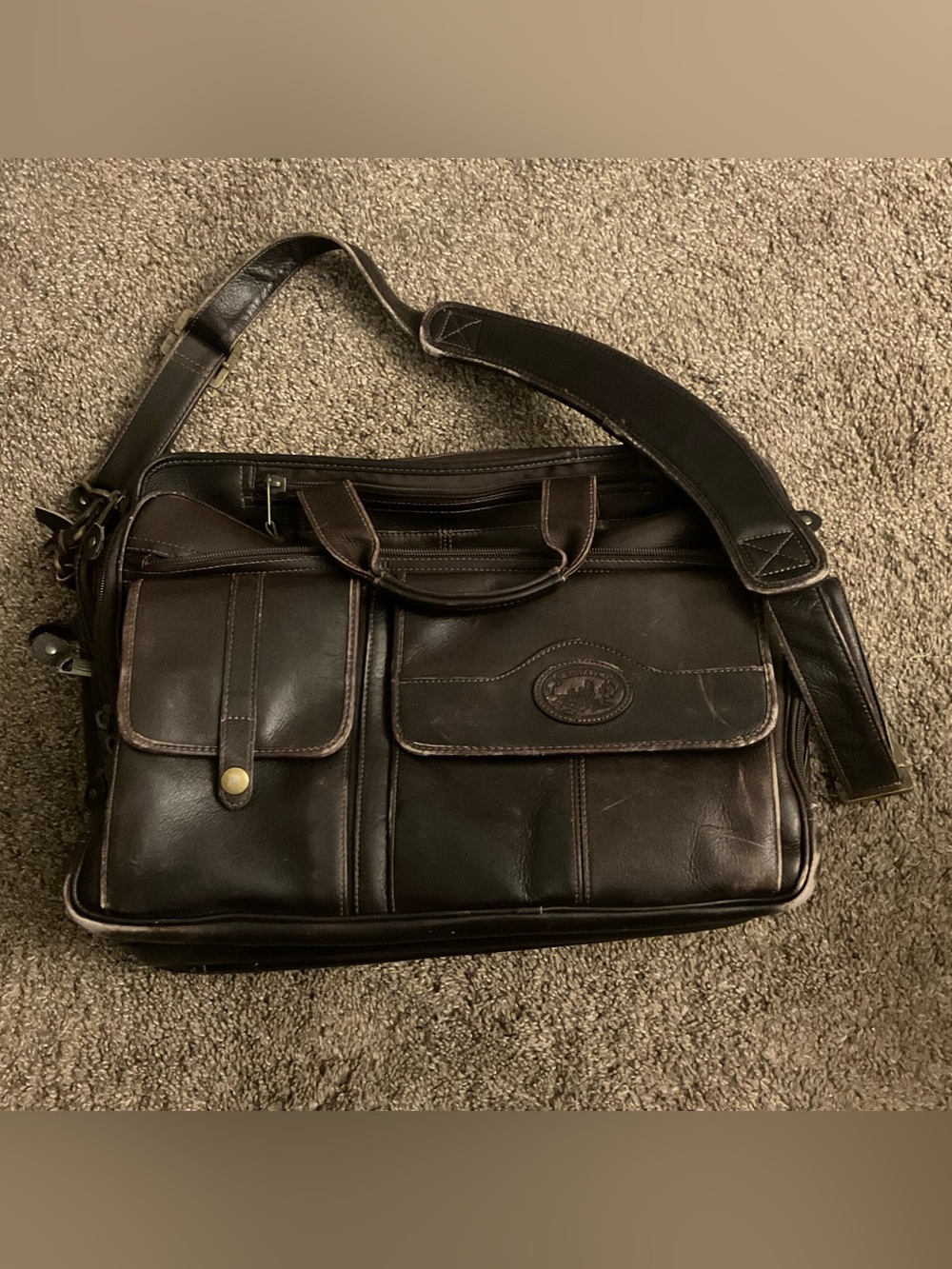 Dilana Santa Fe Leather Expandable Laptop Briefcase Messenger Bag